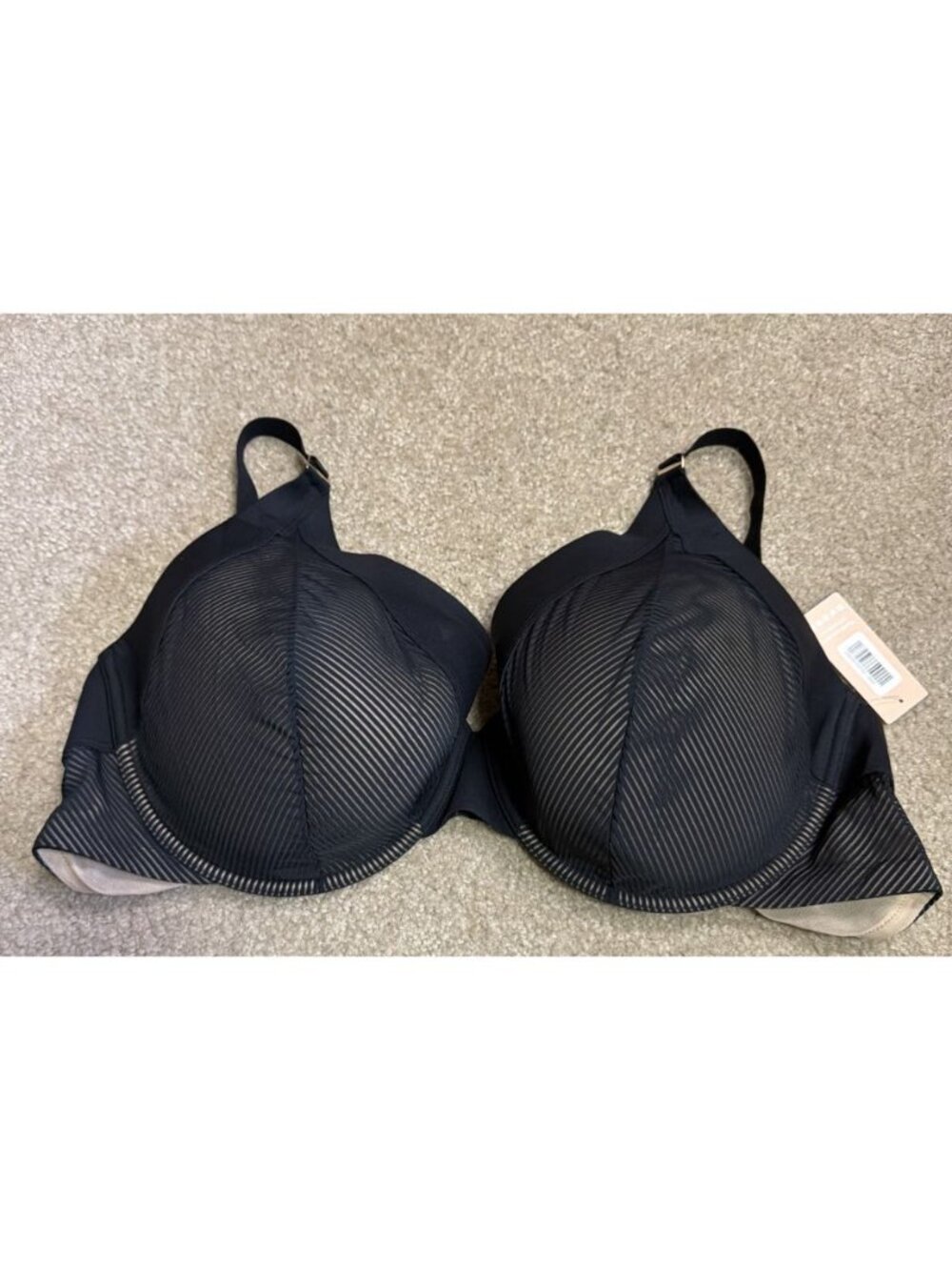 ThirdLove 24/7 Uplift Shadow Stripe Plunge Bra Womens 40G Black Mesh Underwire